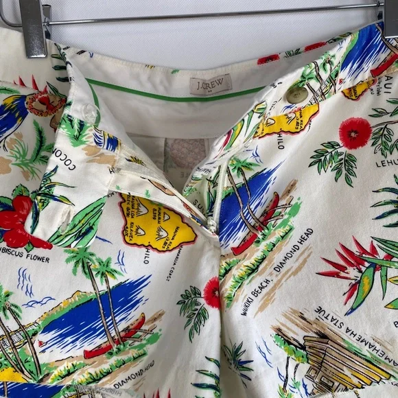 J.crew factory size 10 off white Hawaiian print chino shorts 100% cotton - Picture 7 of 10